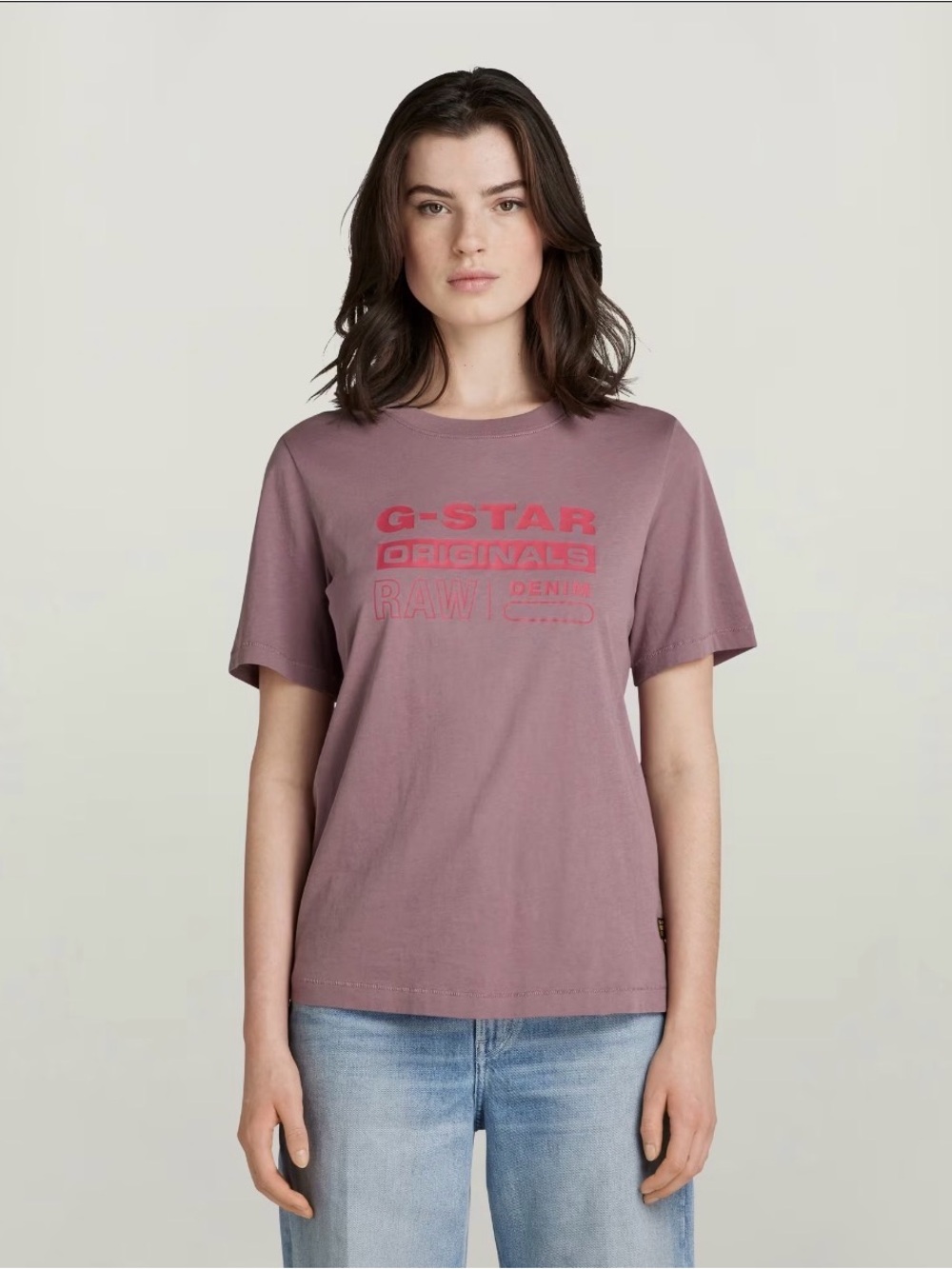 G-Star RAW Women’s Originals Label T-Shirt – Grape Shake XS or S